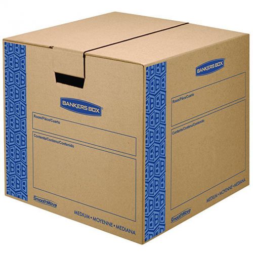 Bankers Box SmoothMove Prime Moving Boxes, Tape-Free and Fast-Fold Assembly, Med