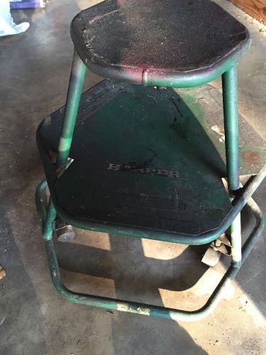Vintage  Harper Metal Seat Stool w/ wheels Mechanic Chair