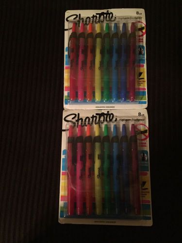 2- SHARPIE ACCENT RETRACTABLE HIGHLIGHTERS, CHISEL TIP, ASSORTED COLORS, 8/PACK