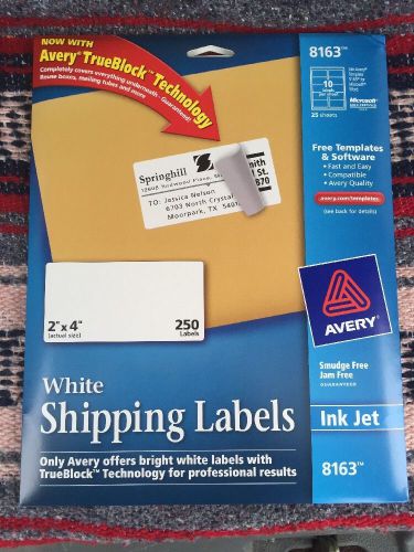 Avery Shipping Labels with TrueBlock Technology, 2 x 4, White, 250/Pack, NEW