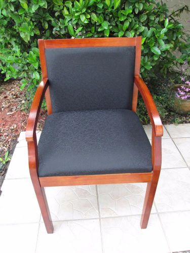 REGENCY CHAIR WITH A CHERRY WOOD FRAME AND BLACK FABRIC