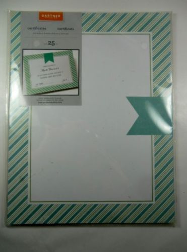 Blank Certificate Award or License Paper Green Striped Frame 25 count NEW