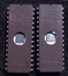 (2) Intel D27256-1 Eprom - 256Kbit (32Kx8) MOS 3-STATE EPROM in 28 DIP