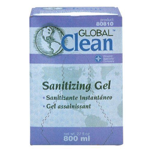 Hospeco global clean 80810 clear hand sanitizing gel, 800 ml case of 12 for sale