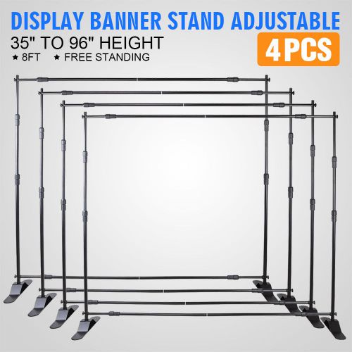 4Pcs 8&#039; Banner Stand Advertising Printed Set Exhibition Portable Promotion