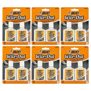 Bic Wite-Out Quick Dry Correction Fluid, 20ml Bottle, White, Pack of 12