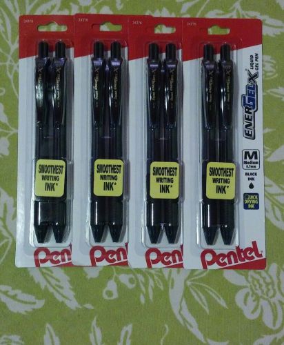 8 Pentel EnergelX Medium 0.7mm Black Rollergel Pens, Smooth Ink, Quick Dry