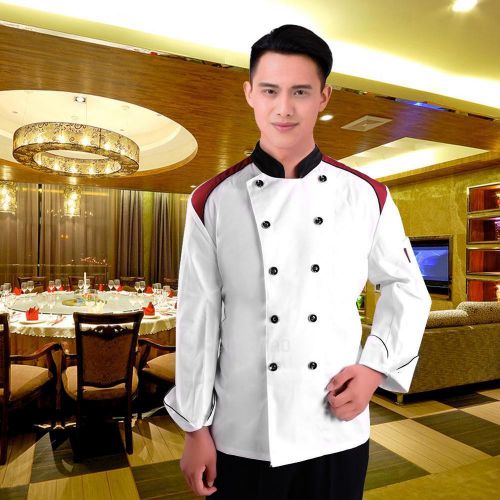 Kitchen Men Long Sleeve Chef Uniform Chef Jacket Coat Cooker Work Clothing Suit