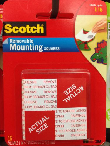 Scotch removable mounting 16 pad 1inch x 1inch holds up to 1lb for everyday use for sale