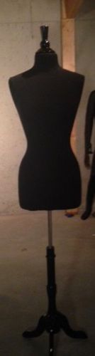 Free shipping used female dress form size 6/8 w/ black wooden tripod base &amp; top for sale