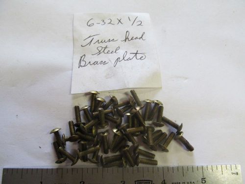 (200) truss head slotted steel 6-32 x 1/2&#034;, brass plated, made in usa. for sale
