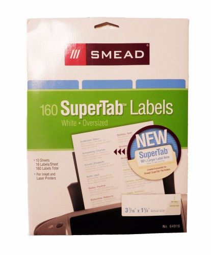 Smead 160 Hanging Folder Super Tap Labels White Oversized 3x 1.25”