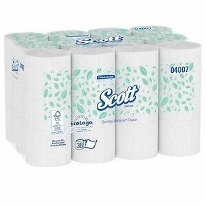 Scott Essential Coreless Toilet Paper (04007), 2-PLY Standard Rolls, 36 Rolls...
