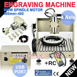 USB 4 Axis CNC 3040 Router Engraver Machine Woodworking Mill Drill Cutter + RC