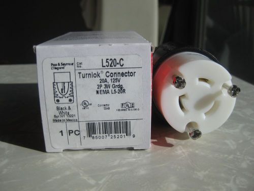 NEW PASS &amp; SEYMOUR L520C L520-C TURNLOK FEMALE CORD END CONNECTOR 20 AMP 2 POLE