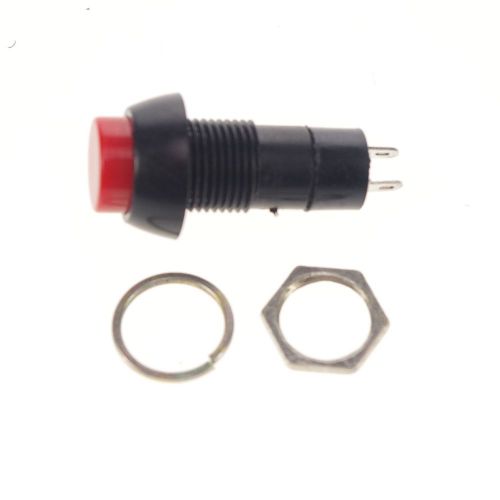 (5) Red OFF-(ON)2 Pin SPST 3A 125VAC Maintained 12mm Hole Push Button Switch