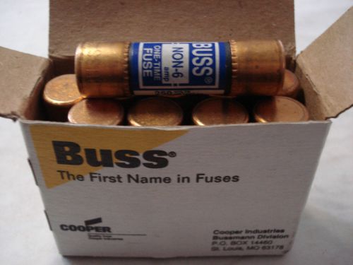 COOPER BUSSMANN NON-6 ONE-TIME BUSS FUSES,NON SERIES 6 AMP (LOT OF 10)