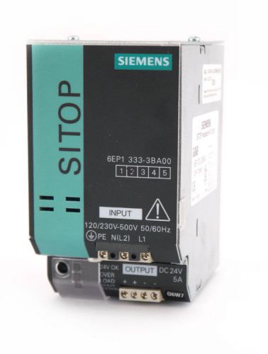 Siemens sitop modular power supply 5a 1/2ph 24vdc 120w 6ep1333-3ba00 din mount for sale