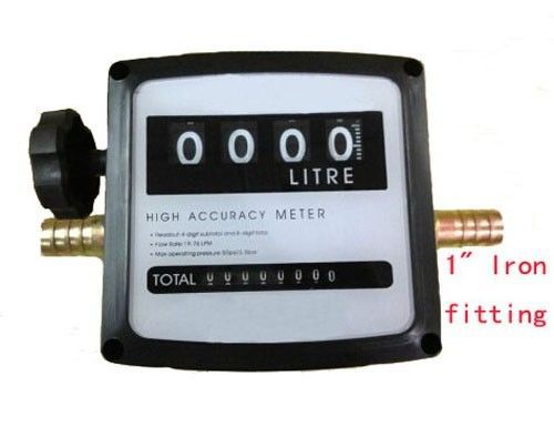 New 4 digital diesel fuel oil flow meter counter with iron fitting accuracy 1% for sale