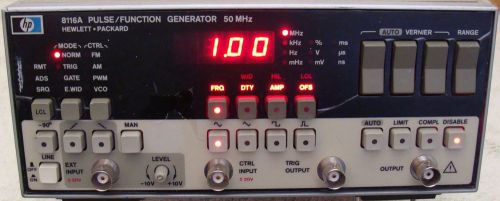 Hp - agilent 8116a 50mhz pulse/ function generator w/ manual! calibrated ! for sale