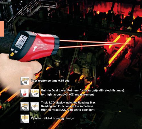 New ir infrared dual laser thermometer 1202 deg dt-8862 c/f temperature meter !! for sale