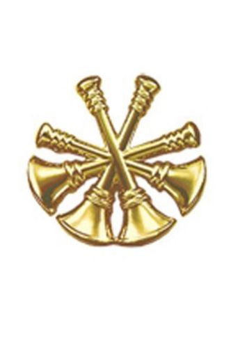 Deputy fire chief  4 bugles 3/4&#034; gold pair uniform shirt collar pins insignia for sale