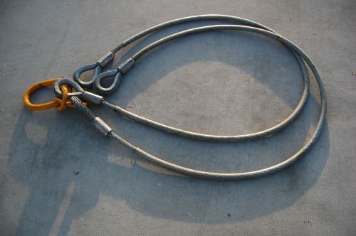 Large two leg lifting sling 1&#034; wire rope 10 ft long legs for sale