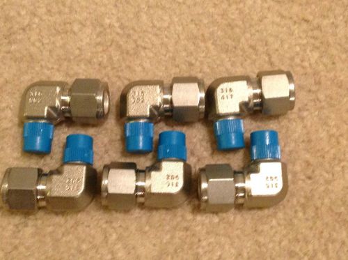 Swagelok 6 each  1/2&#034; x 1/4&#034; NPT Stainless Steel 90 Degree Adapters