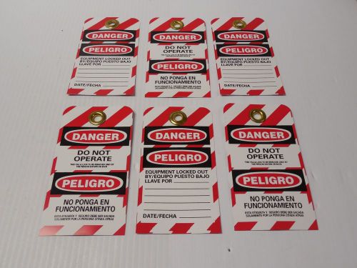 New (6) lock out tag danger do not operate peligro no ponga en funcionamiento for sale