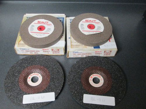 Lot of 2 6&#034;x3/4 a60x metal bench grinder wheels &amp; 2 bf a24 wheel for sale
