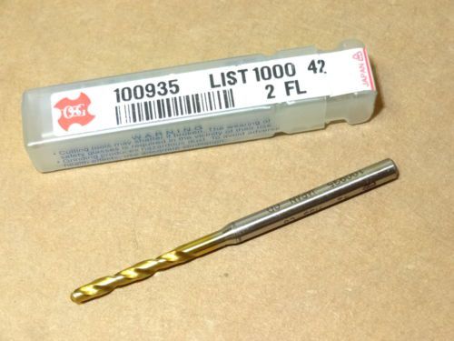 2 new osg #42 wire 2fl screw machine length cobalt twist drill tin coated 100935 for sale