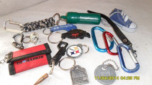 Bag Lot of Assorted Keychains, Including Craftsman Spark Plug Guage