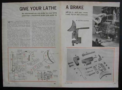 Metal lathe brake how-to build plans south bend model a for sale