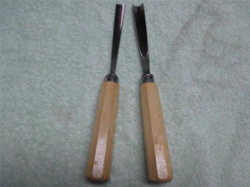 Set of 2 Wood Carving Hand Tools Gouges 5/8&#034; &amp; 9/16&#034;  Large Heavy Duty 9-1/2&#034;