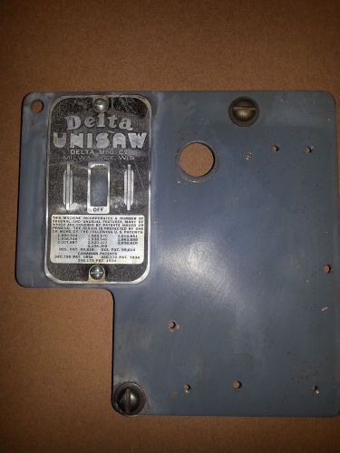 Vintage Delta Rockwell Unisaw Switch Plate Allen Bradley AB Switch Mount Plate