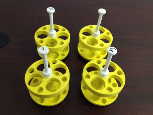 Lot of 4 Beckman Centrifuge Rotor Inserts, Yellow, 12 Holes