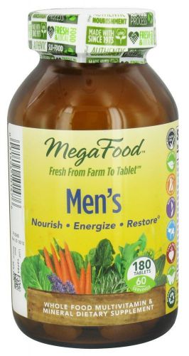 Mens All Natural  Non-GMO Vegetarian Multivitamins  Mega Foods 180ct
