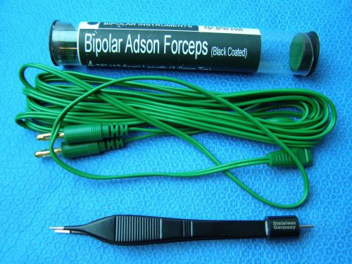 1-Bipolar Adson Forceps 4.75&#034; Black ReUsable Electrosurgical Instruments &amp; Cord