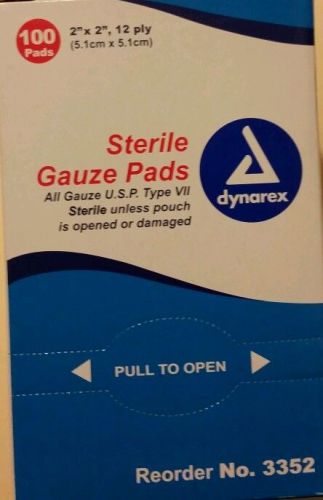 Dynarex sterile gauze pads 24boxes/2400 total 2&#034;x2&#034; 12 ply