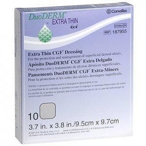 Duoderm 4&#034;x 4&#034; cgf 187955 convatec hydrocolloid wound dressing x thin box of 10 for sale