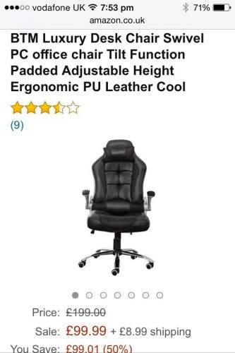 BTM Luxury Desk Chair Ergonomic Leather