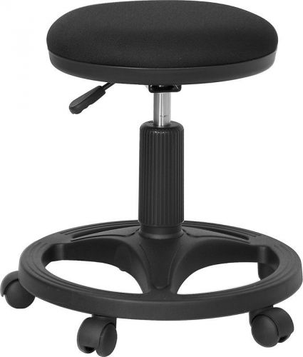 Adjustable stool with black fabric seat and foot ring for sale