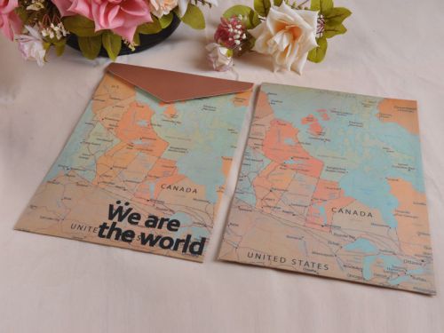 stone Portable World Map File Paper Bag Office Files Document Protective Holder