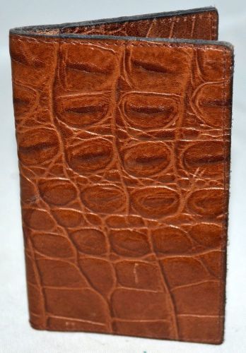 Handmade Croc Embossed Brown Leather Business Card or Credit Card Holder NWOT