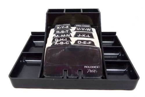 Rolodex Petite Desk Organizer Alphabetical Card File Modern Black Plastic