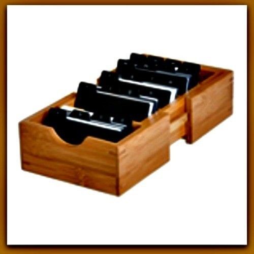Bamboo Expandable Business Card Holder with Dividers