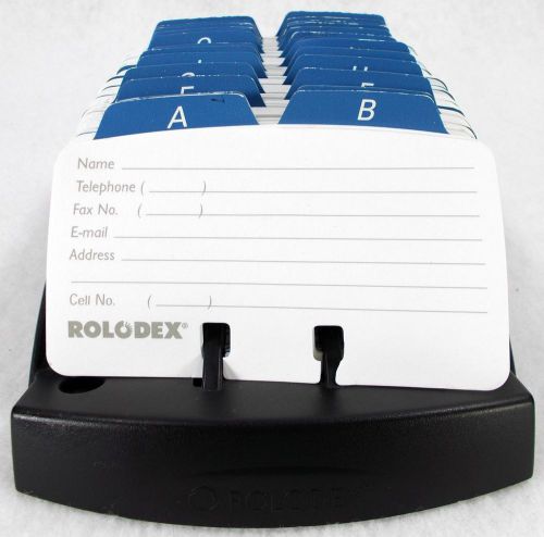 Open Rolodex Business Card Tray Holder Organizer Black R-460