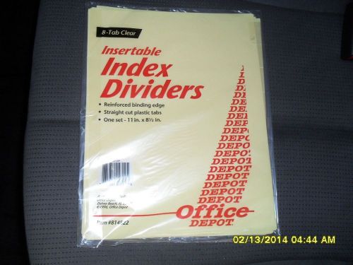 Office Depot 8-Tab Clear Insertable Index Dividers 11 in. x 8.5 in. 3 SETS!