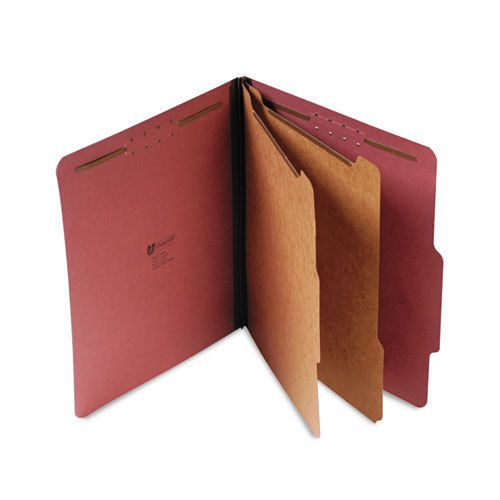 Pressboard classification folder, letter, six-section, red, 10/box for sale