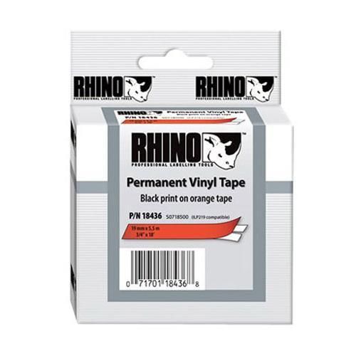 Dymo rhino 3/4&#034; permanent adhesive vinyl tape, 18&#039; long, orange #18436 for sale